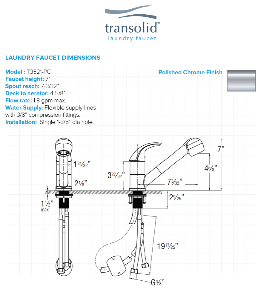 Transolid Laundry Faucet With Pull Out Spray  Polished Chrome   Contemporary   Utility Sink Faucets   by Transolid  Houzz