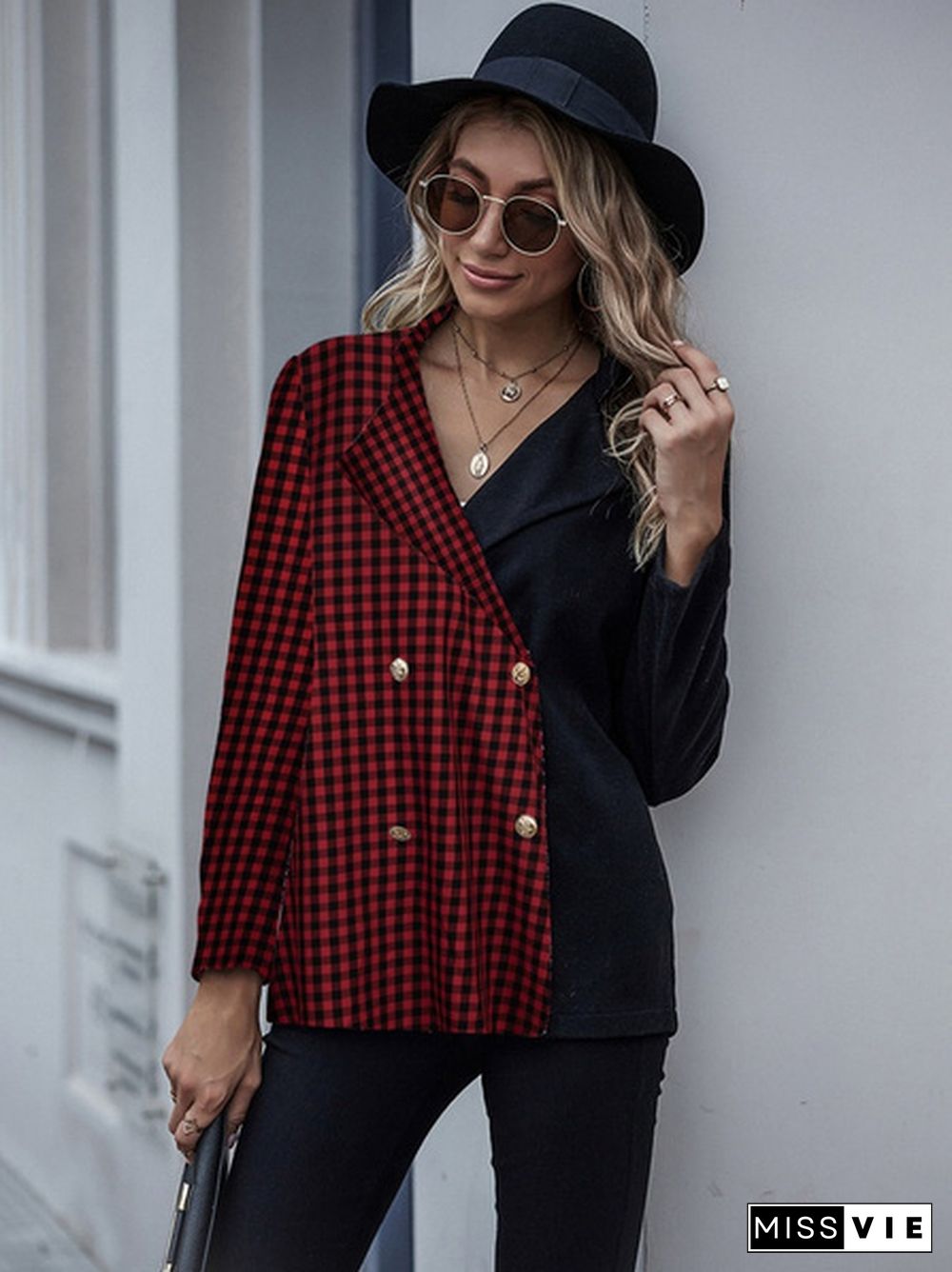 Women Fashion Patchwork Blazer Jacket Office Work Business Outfit Lady Lapel Long Sleeve Coat Slim Cardigan Blazer Casual Tops Xs-Xl