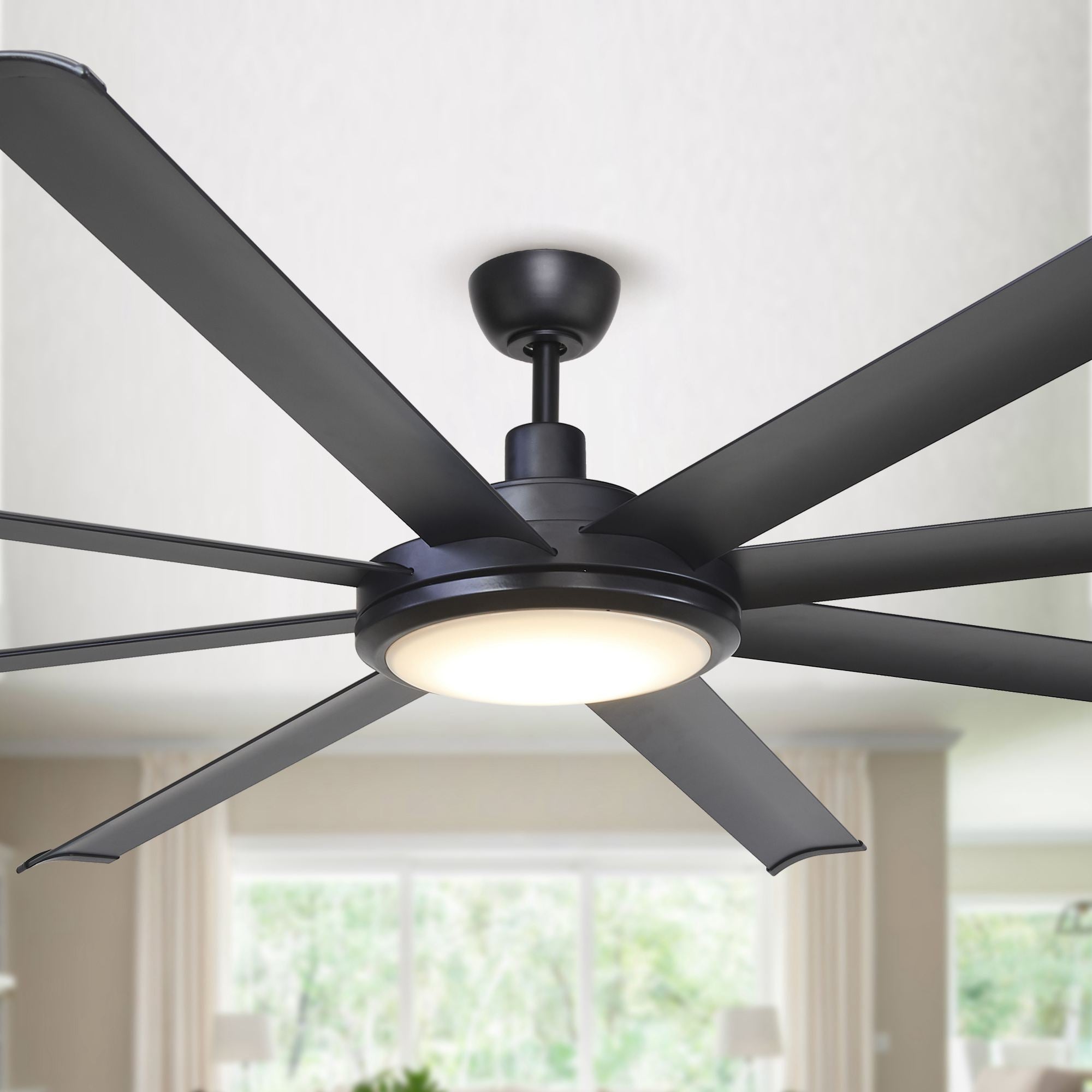 Ceiling Fan with Lights Remote Control Black Ceiling Fan with LED Light, 8 Blades, 75 inch