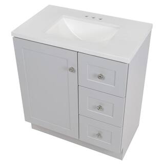 Glacier Bay Bannister 30.5 in. W x 18.75 in. D Bath Vanity in Pearl Gray with Cultured Marble Top in Colorpoint White with Sink BA30P2-PG