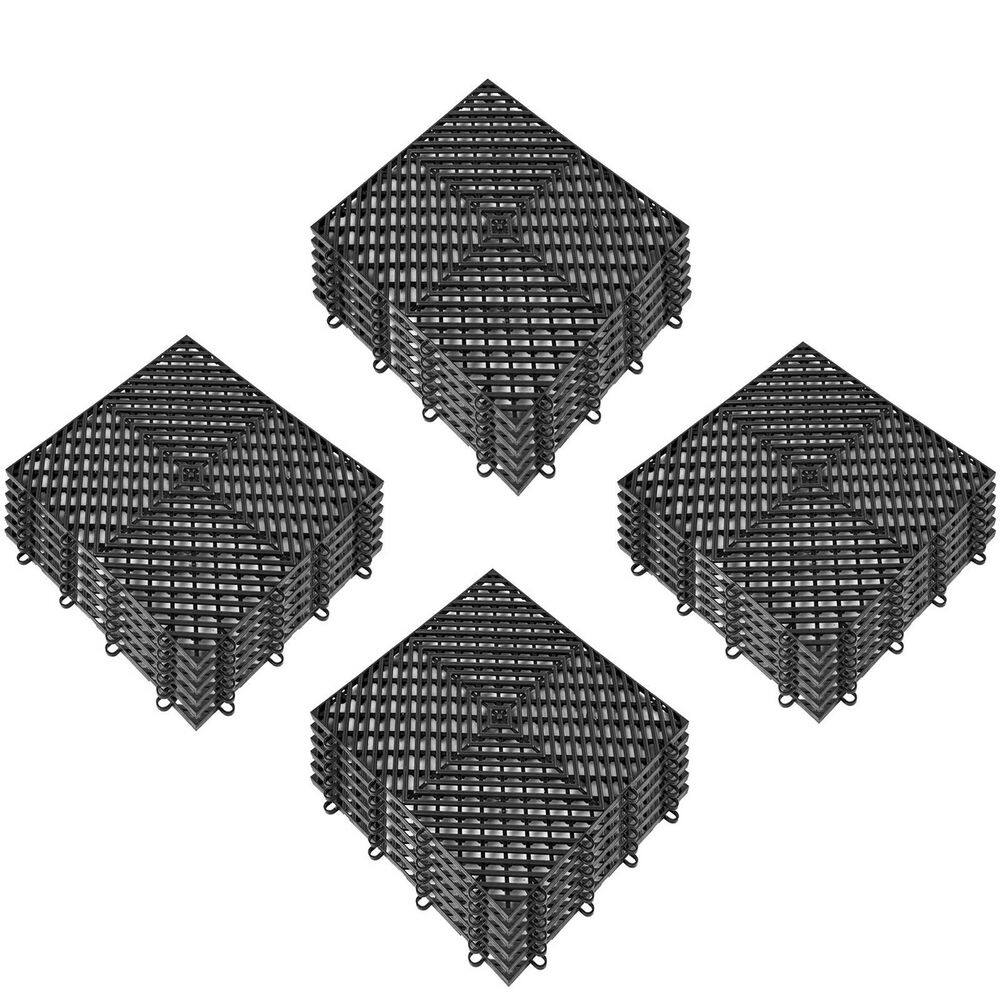 VEVOR 12 in. x 12 in. x 0.5 in. Interlocking Floor Tiles Compound Rubber Deck Tile for Pool Shower Patio in Black (25-Packs) DJHZX25PBK0000001V0