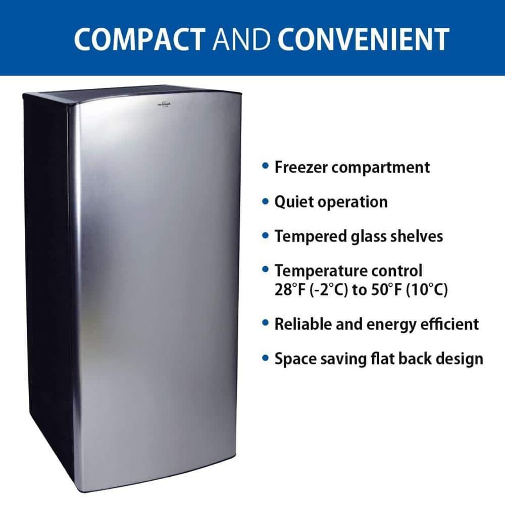 Koolatron Stainless Steel Compact Fridge with Freezer 62 cu ft