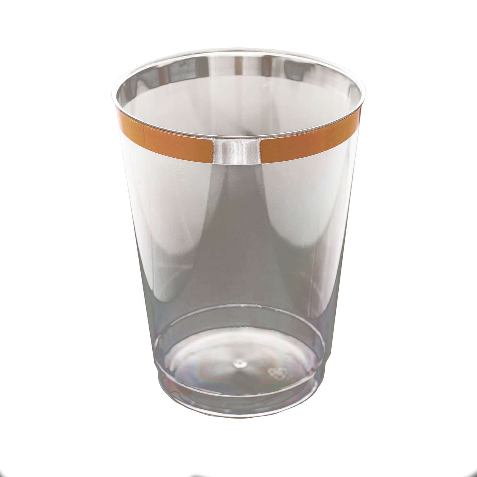 12 Pack Rose Gold Rim Clear Plastic Party Cups, Disposable Tumblers 10oz