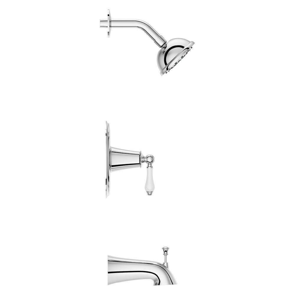 Pfister Courant Single-Handle 1-Spray Tub and Shower Faucet with White Ceramic Lever Handle in Polished Chrome (Valve Included) 8P8-WS2-CO2SPC