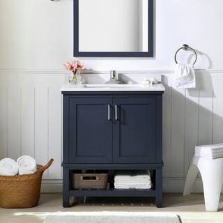 Home Decorators Collection Tupelo 30 in. W Bath Vanity in Midnight Blue with Vanity Top in White with White Basin Tupelo 30MB