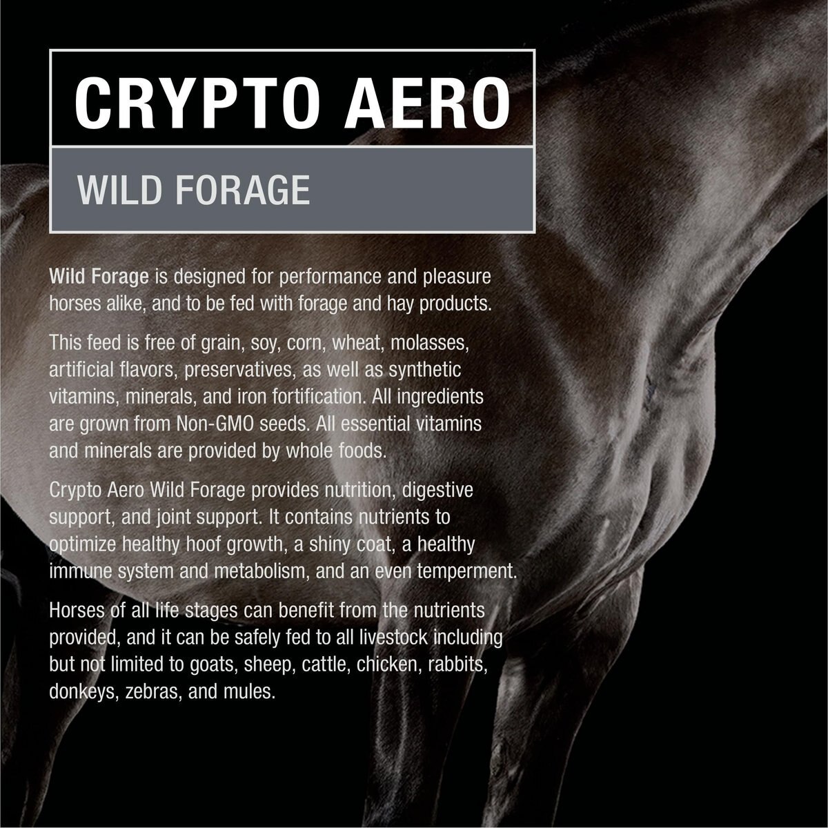 Crypto Aero Wild Forage Soy-Free， Molasses-Free Farm Animal and Horse Feed