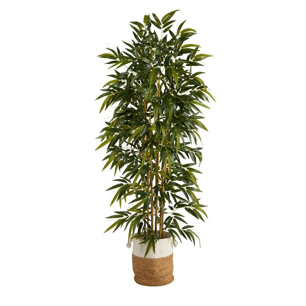 Nearly Natural 75-in Bamboo Artificial Tree In Handmade Natural Jute And Cotton Planter