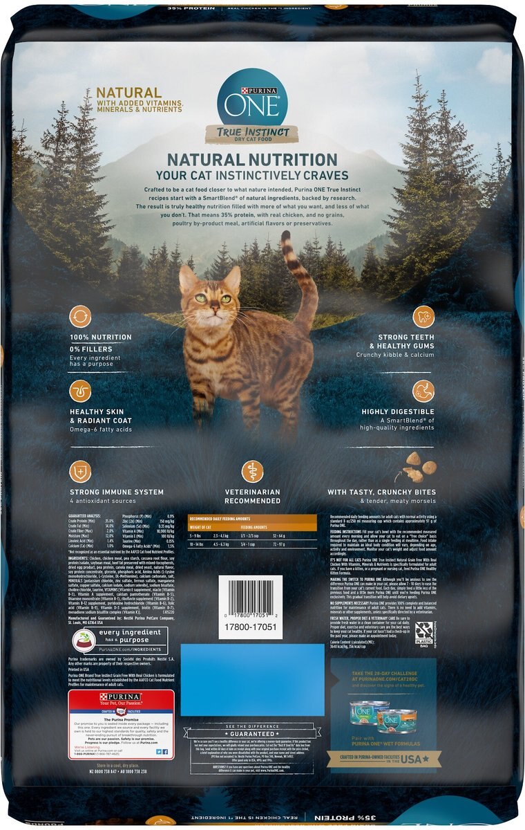 Purina ONE True Instinct Natural Real Chicken Plus Vitamins and Minerals High Protein Grain-Free Dry Cat Food