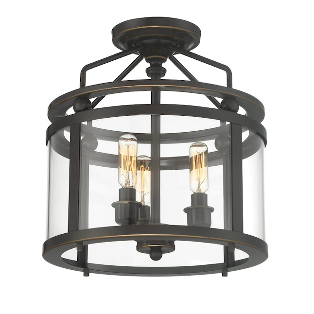 Quoizel Norfolk 3-Light 11.87-in Oil Rubbed Bronze Semi-flush Mount Light