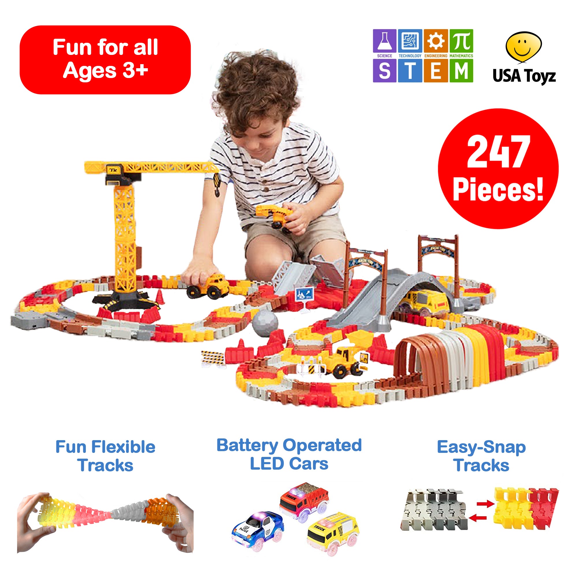 USA Toyz 247pk Construction Toys Track Set Compatible (Unisex)