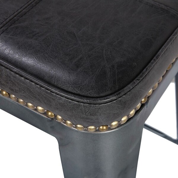 Metropolis KD PU Metal Backless Counter Stool， Vintage Black - Size: 17