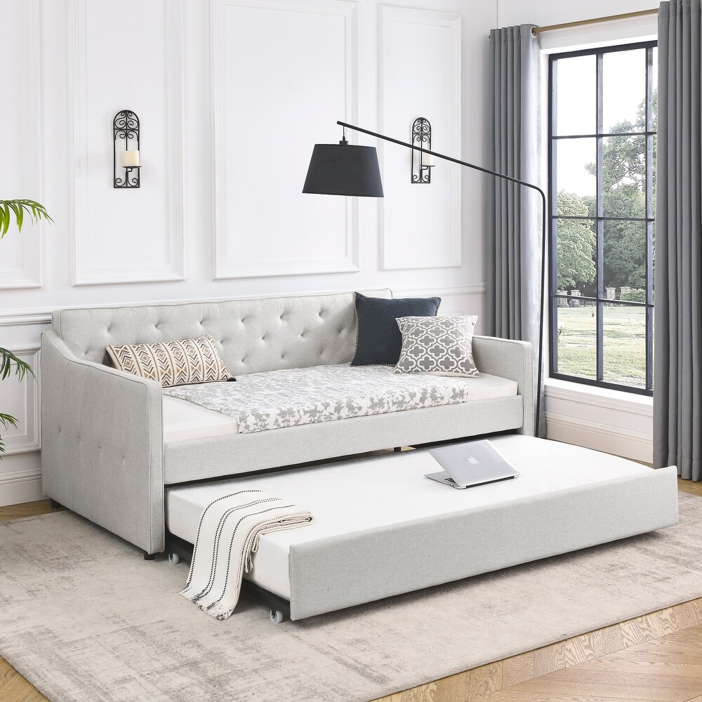 Sofa Bed  Twin Size Daybed with Twin Size Trundle Upholstered Tufted Sofa Bed  Sleeper Sofa