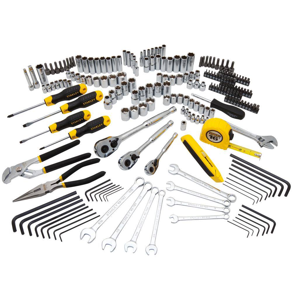 Stanley Rolling 14.75 in. Workshop Tower and Mechanics Tool Set (210 Piece) STST60500W73795