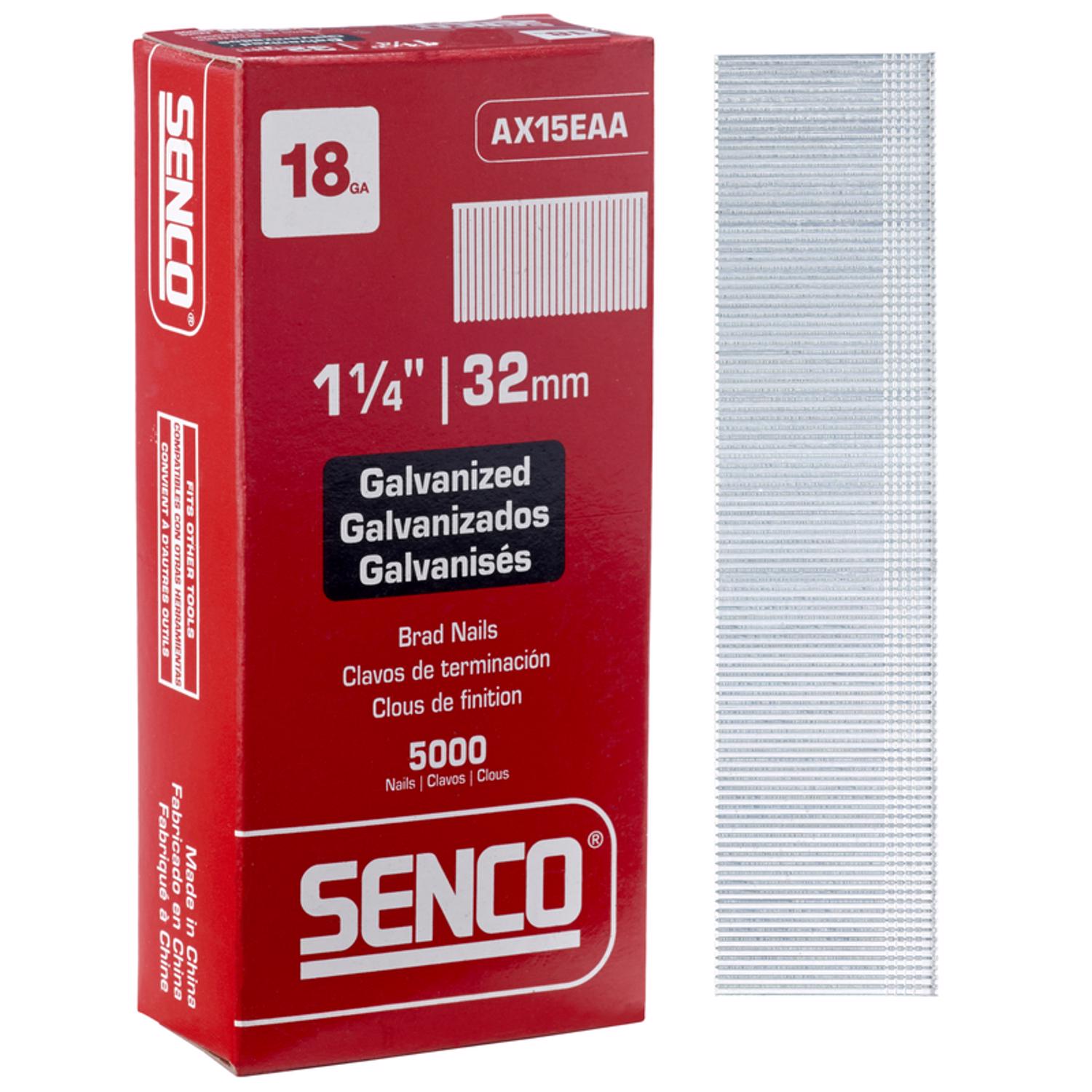 Senco 1-1/4 in. 18 Ga. Straight Strip Galvanized Brad Nails 5000 pk