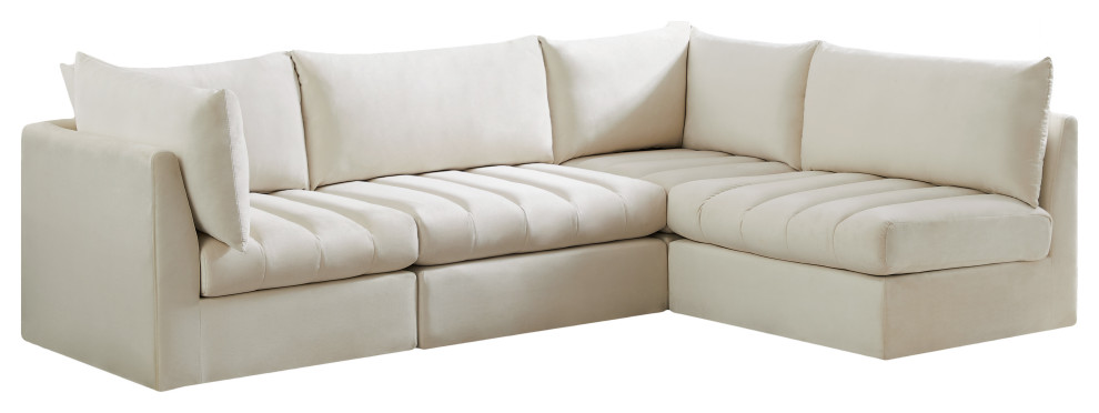 Jacob Velvet Upholstered L Shaped Modular Sectional   Transitional   Sectional Sofas   by Meridian Furniture  Houzz