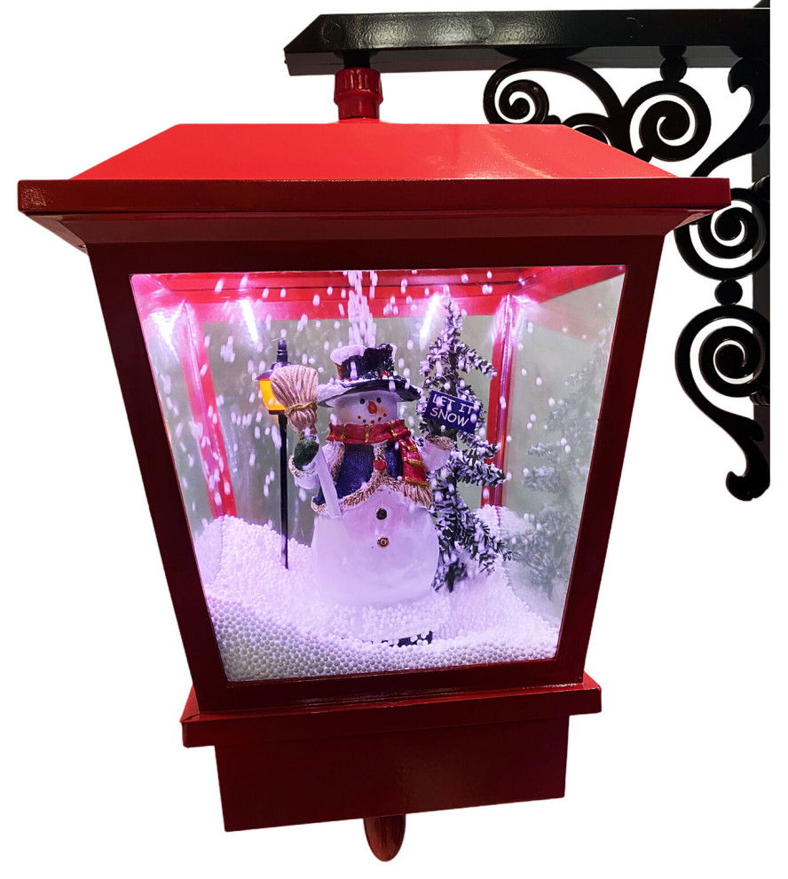 Let It Snow Series 74 quotDual Lantern Street Lamp w Snowman  Tree   Contemporary   Post Lights   by Almo Fulfillment Services  Houzz