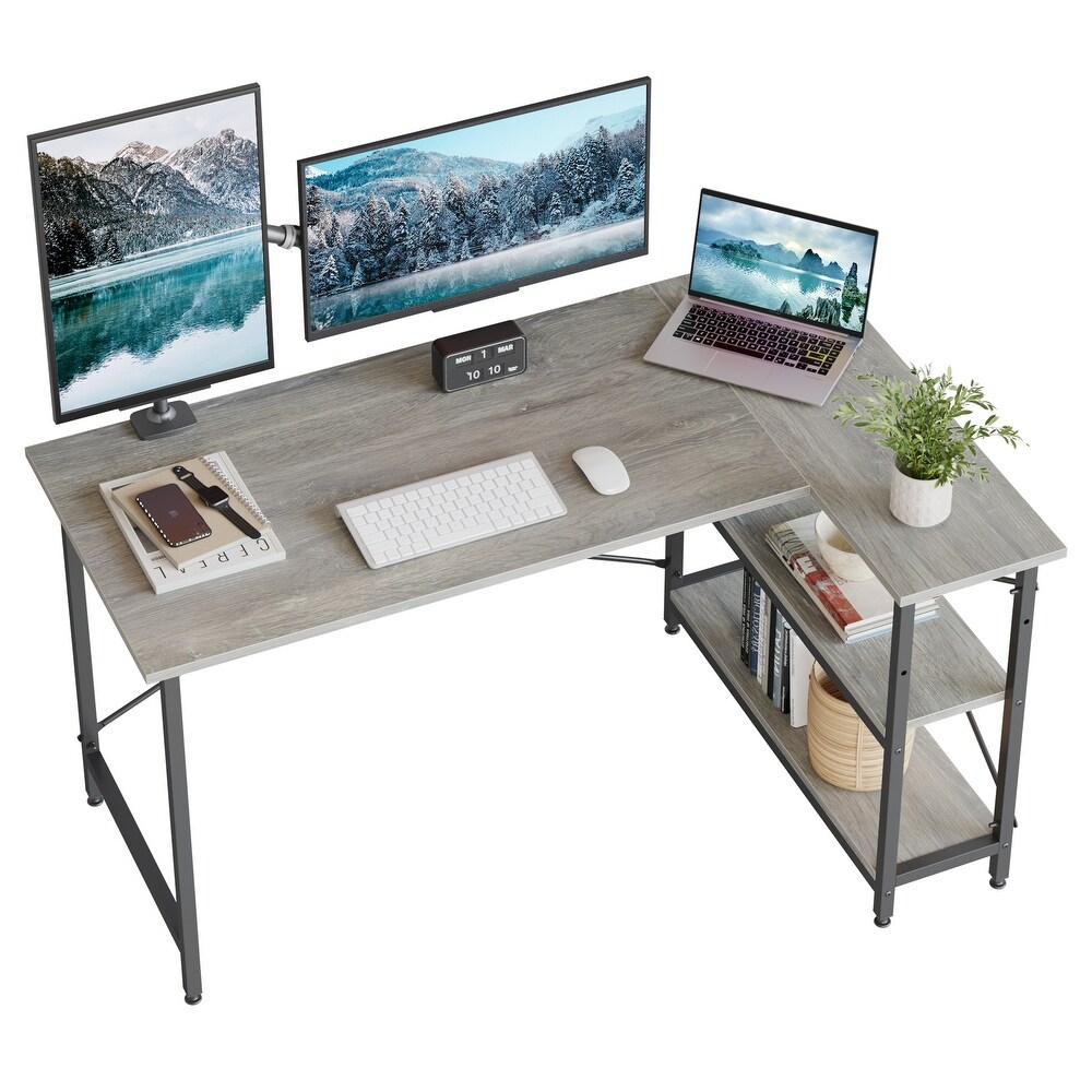 Small L Shaped Desk with Storage Shelves Corner Computer Desk