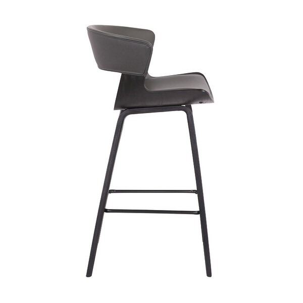 27 Inches Saddle Seat Leatherette Counter Stool， Gray