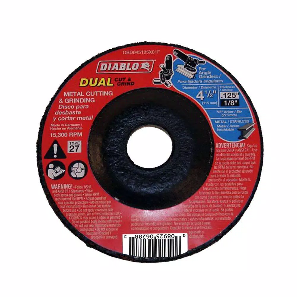 DIABLO 4-1/2 in. x 1/8 in. x 7/8 in. Dual Metal Cutting and Grinding Disc with Type 27 Depressed Center and#8211; XDC Depot