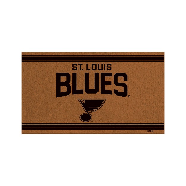 Evergreen St Louis Blues Logo Turf Mat Brown 28 X 16 Inches Indoor Outdoor Doormat