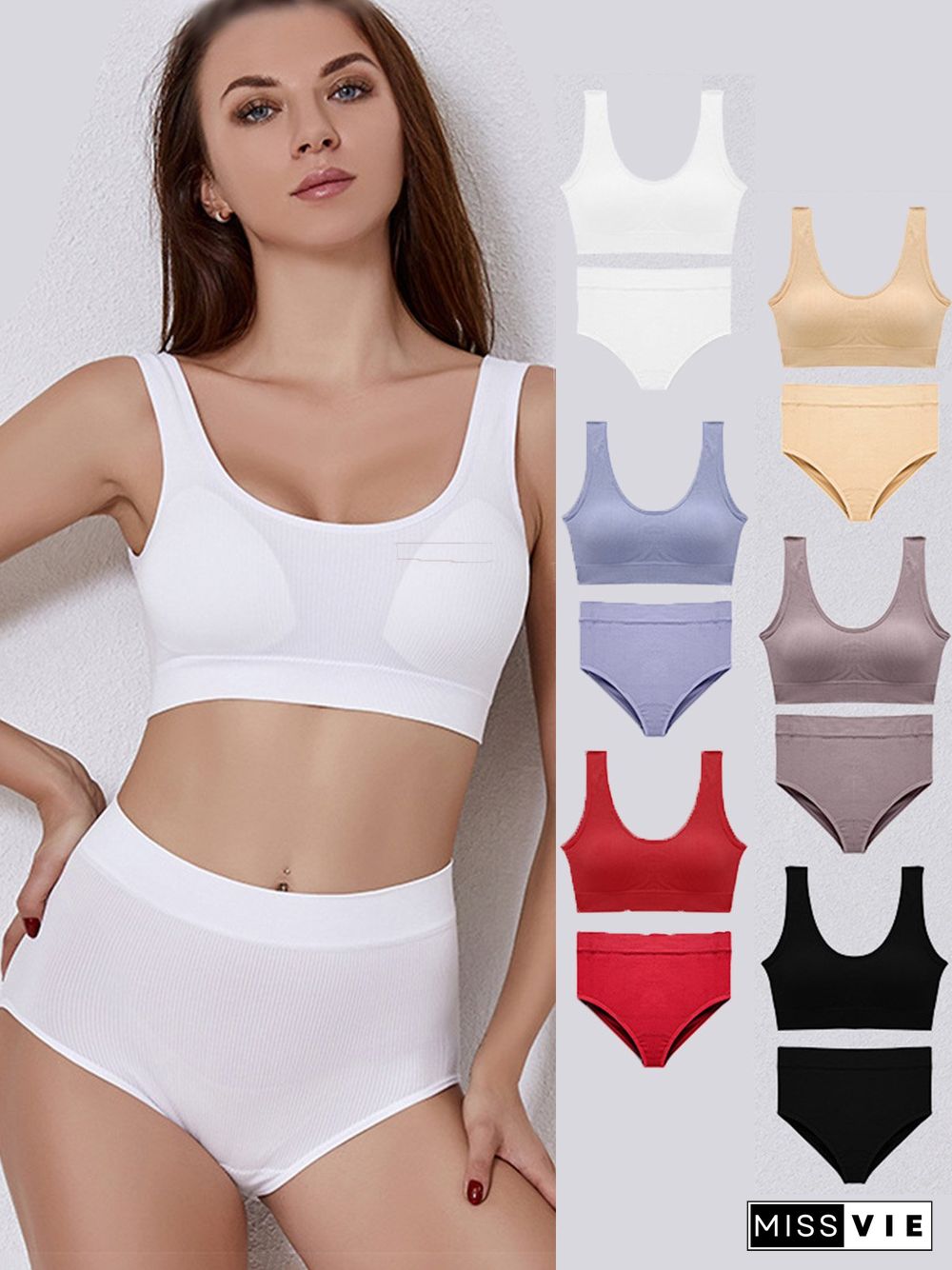 No Steel Ring Gathers Comfortable And Breathable Plus Size Underwear Suit