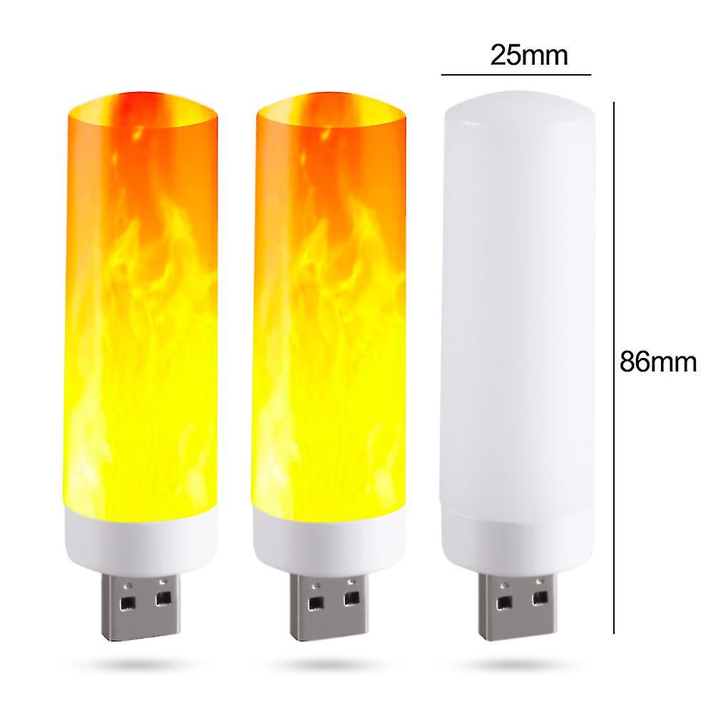 2pcs Usb Atmosphere Light Led Flame Flashing Candle Lights Book Lamp For Power Bank Camping Lighting Cigarette Lighter Effect Light