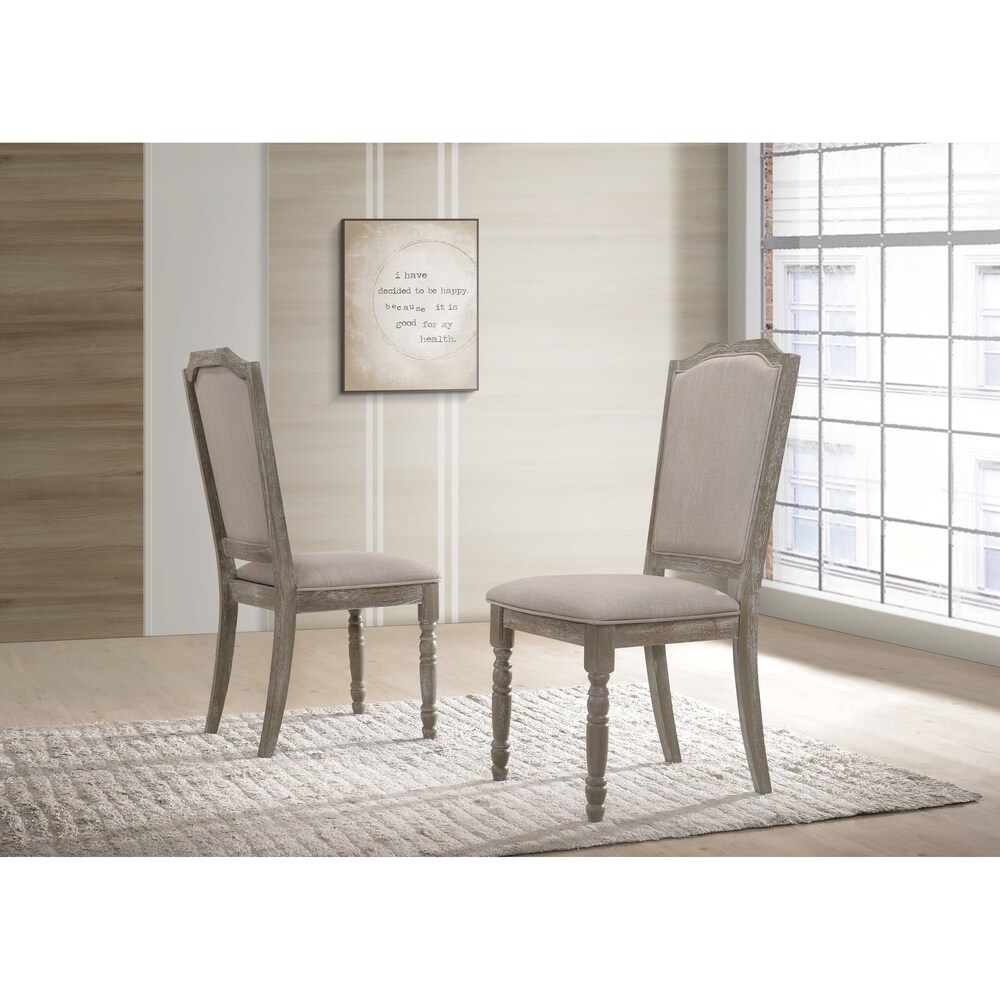 Roundhill Furniture Ferran Wood Upholstered Dining Chair in Reclaimed Gray  Set of 2