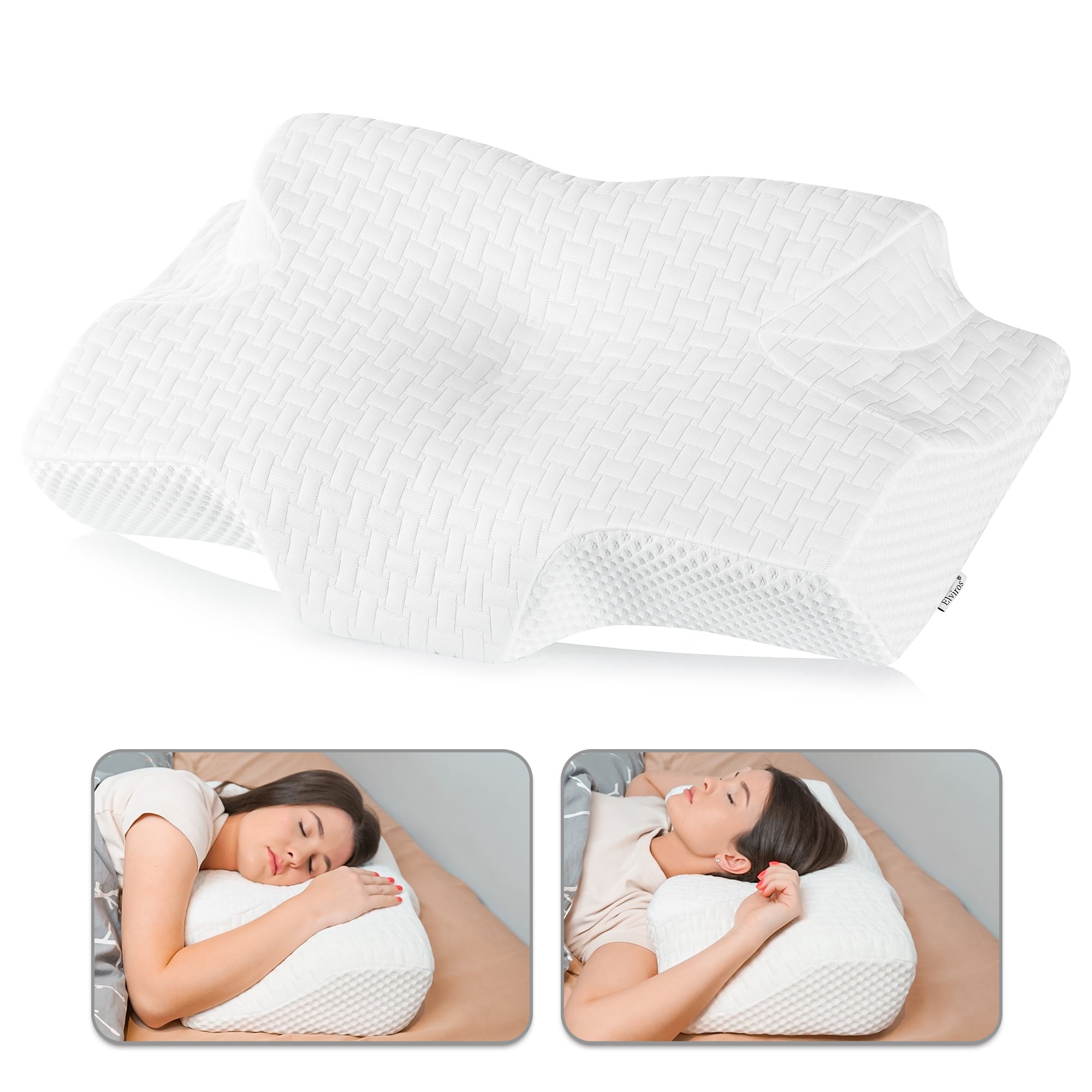 Elviros Memory Foam Cervical Pillow, Ergonomic Contour Pillow for Neck and Shoulder Pain Relief, Orthopedic Sleeping Bed Pillows for Side Sleepers, Back and Stomach Sleepers