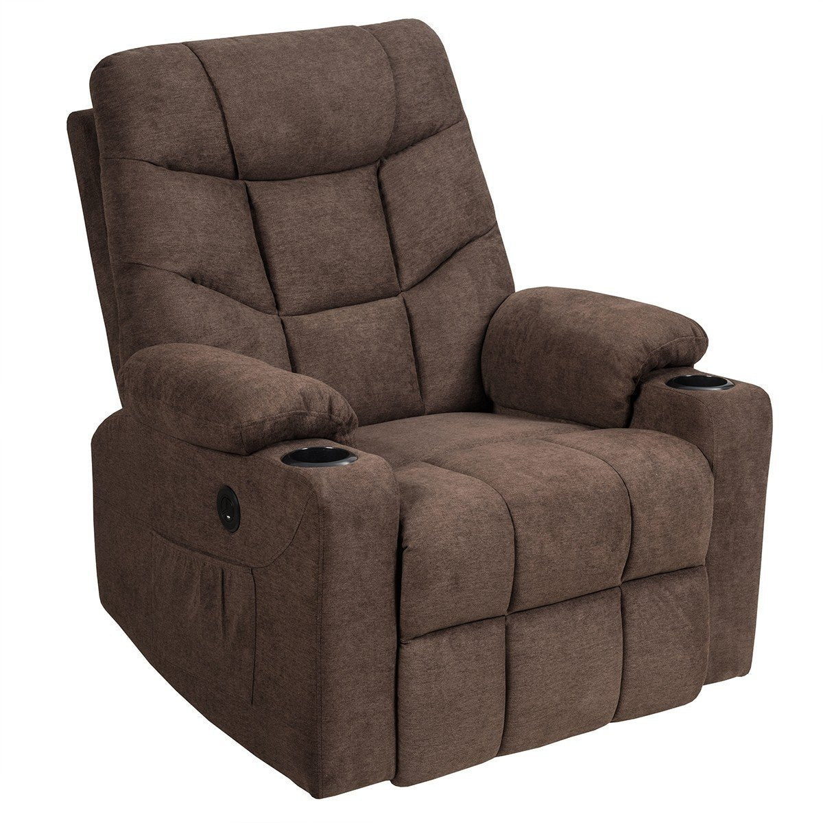 Power Lift Chair w/ 8 Point Massage & Lumbar Heat & 2 Side Pockets Cup Holders USB Charge Port