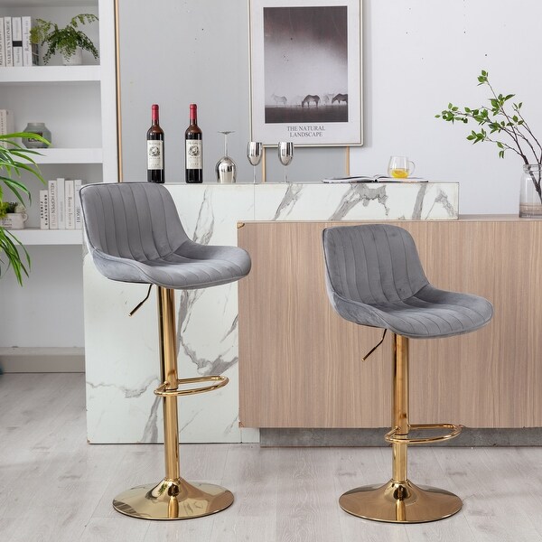 Swivel Height Adjustable Simple Style Bar Stools，Set of 2