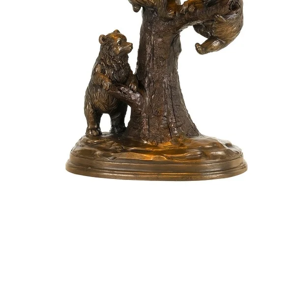 150 Watt Resin Body Table Lamp with Bear Design and Twig Shade， Bronze