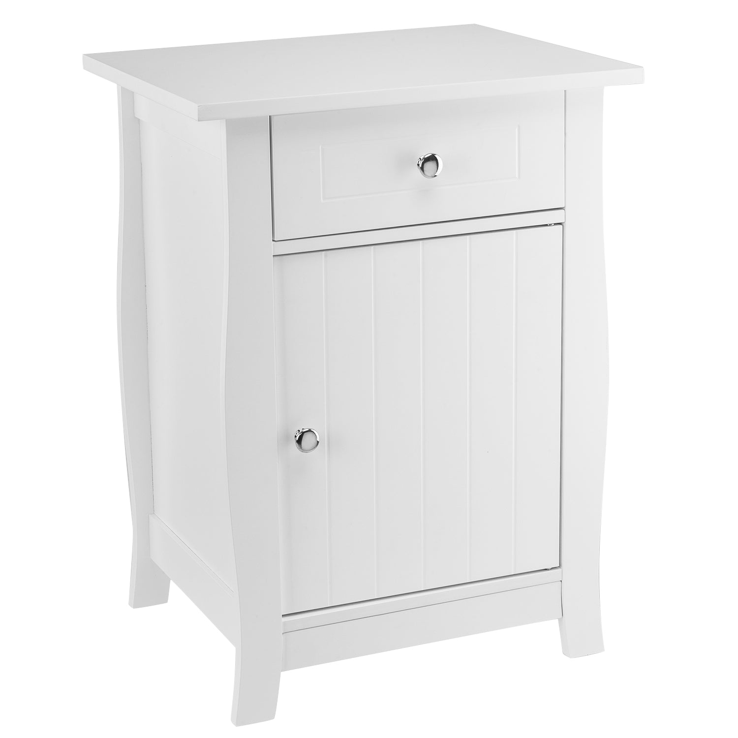 Ktaxon Single Door Bedside Cabinet with A Drawer,White