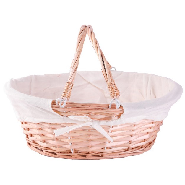 Vintiquewise Vintiquewise tm Qi003055 Oval Willow Basket With Double Drop Down Handles 3 White