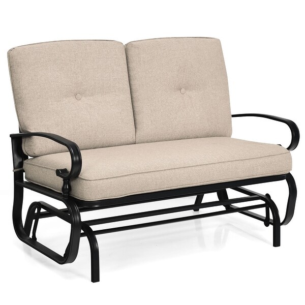 Costway 2Person Outdoor Swing Glider Chair Bench Loveseat Cushioned