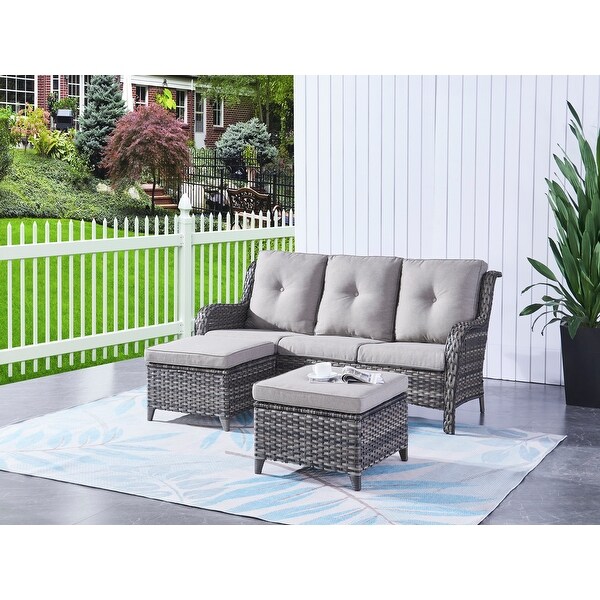 Pocassy 5Piece Outdoor Wicker Sofa Set with Swivel Chairs