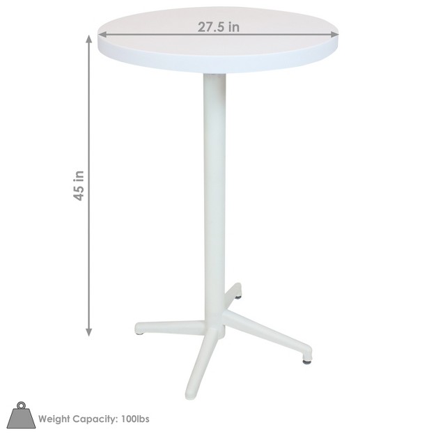 Sunnydaze 45 quot h Round Plastic All weather Commercial grade Patio Bar Table With Foldable Design White