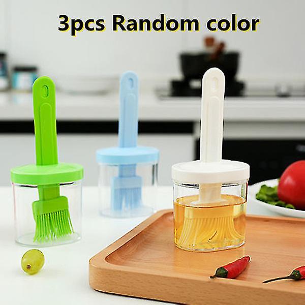 3pcs Silicone Oil Brush With Bottle Kitchen Oil Brush High Temperature Resistant Honey Seasoning Bottle Barbecue Oil Brush Tool