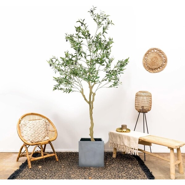 Tall Faux Olive Tree 7ft，Silk Artificial Indoor