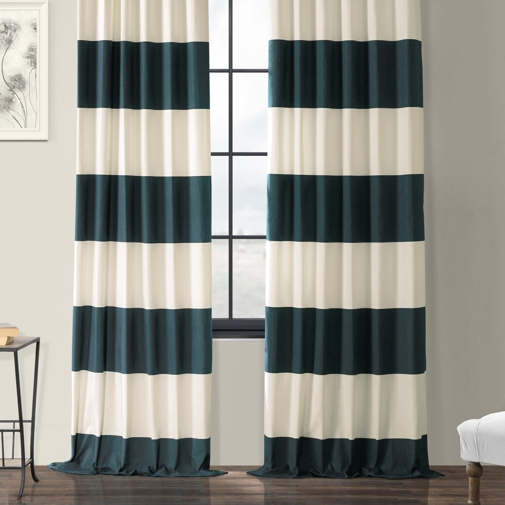 Exclusive Fabrics Cabana Cotton Horizontal Stripe 96 inch Curtain (1 Panel)