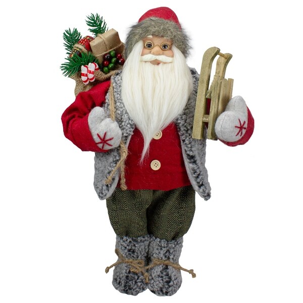 18 Standing Santa Christmas Figure Carrying Presents and a Sled