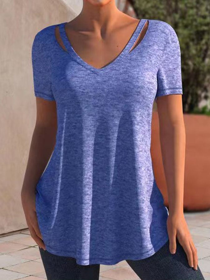 Casual Solid Color Short Sleeve T-Shirt