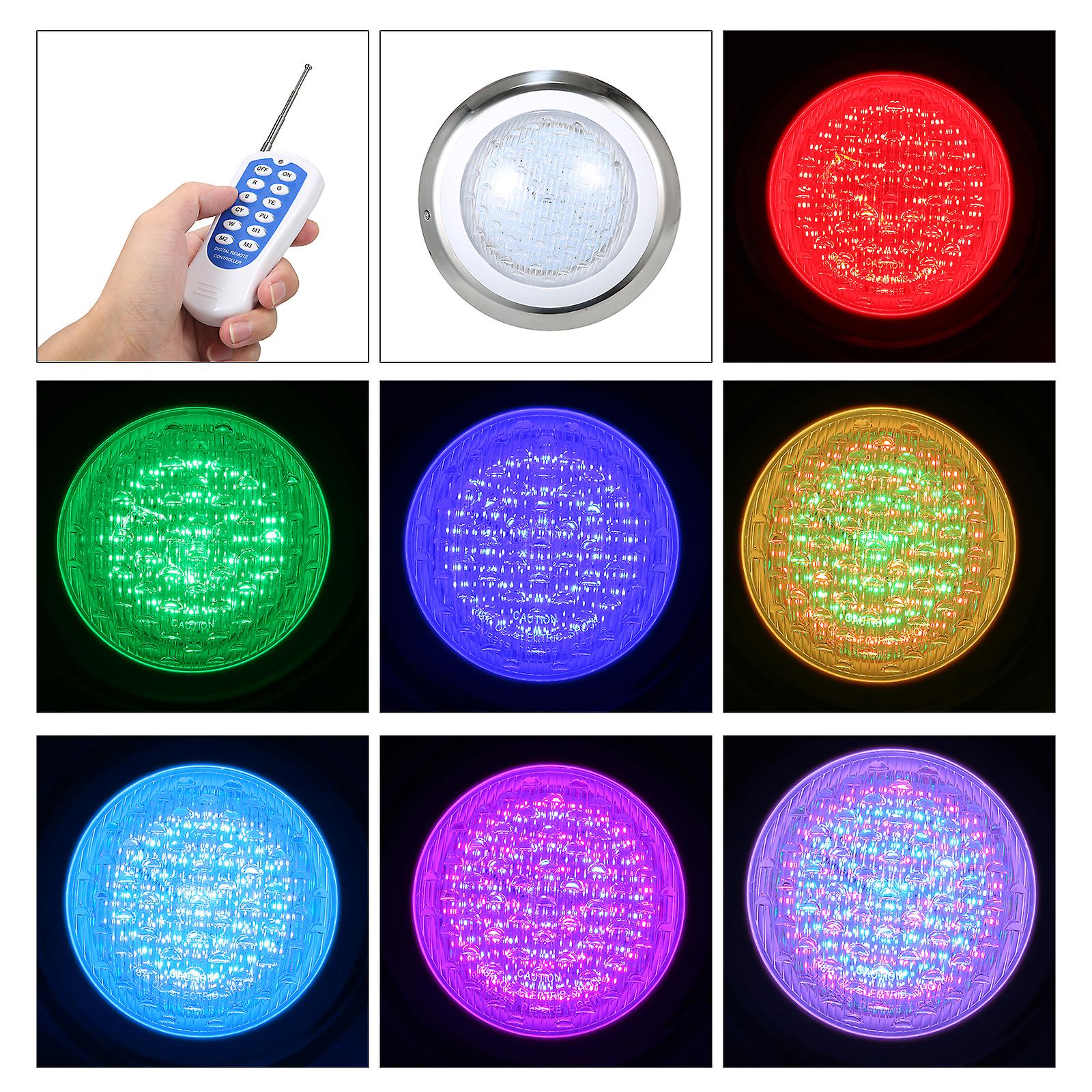 Ac12v 18w Led Rgb Swimming Pool Lights 7 Color Changing Underwater Lamp Ip68 Waterproof Pool Light With Remote Control No.193134