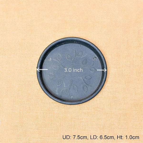 3 inch (8 cm) Round Plastic Plate for 3 inch (8 cm) Grower Pots (Black) (set of 6)