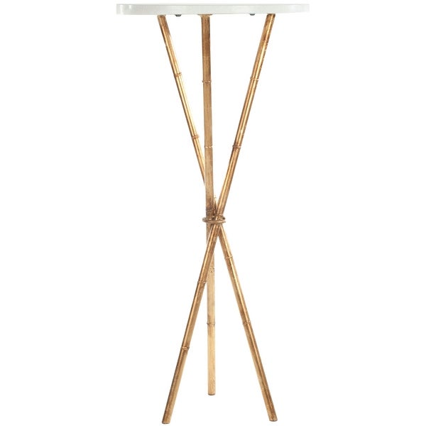 SAFAVIEH Hidden Treasures White Granite Brass Accent End Table - 16