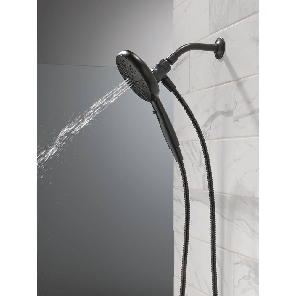 Delta 6-Spray Patterns 1.75 GPM 6.25 in. Wall Mount Handheld Shower Head with SureDock Magnetic in Matte Black 75613BL