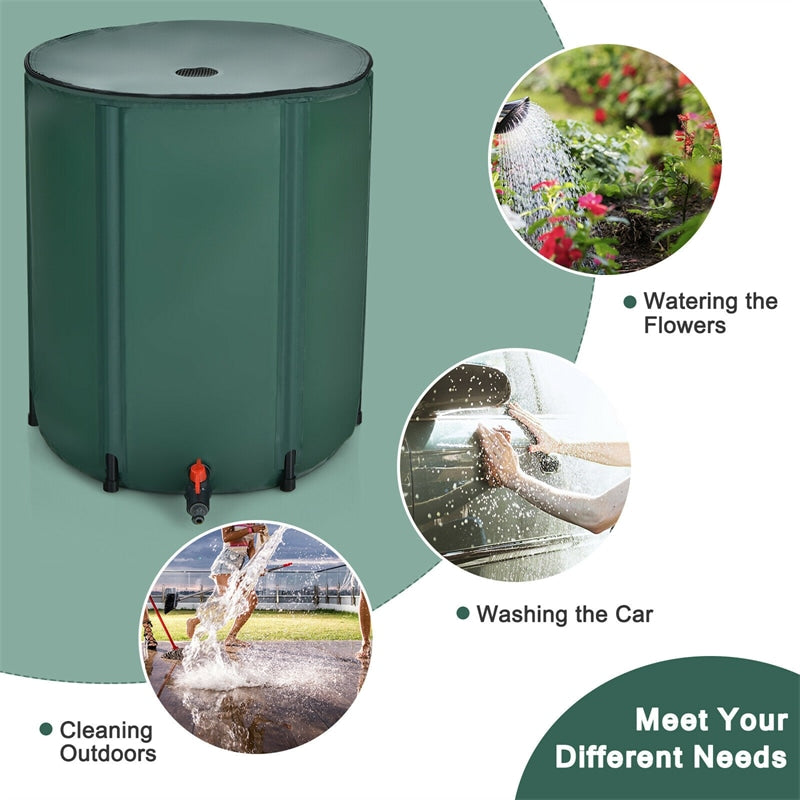 60 Gallon Portable Collapsible Rain Barrel Water Collector Tank Water Storage