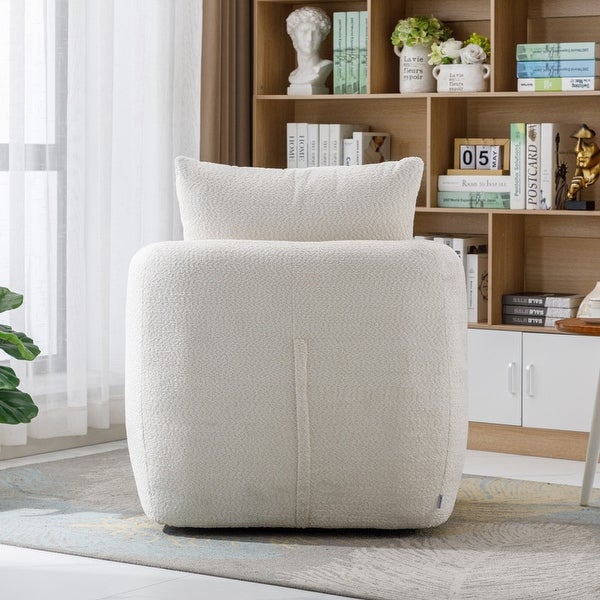 Modern Upholstered Living Room Swivel Club Chair with Pillow