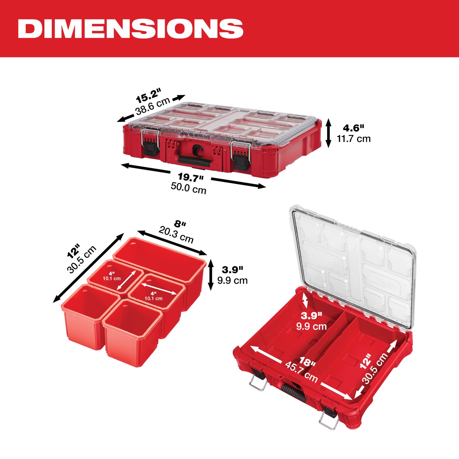 Milwaukee Packout 15 in. W X 4.61 in. H Storage Organizer Impact-Resistant Poly 10 compartments Red