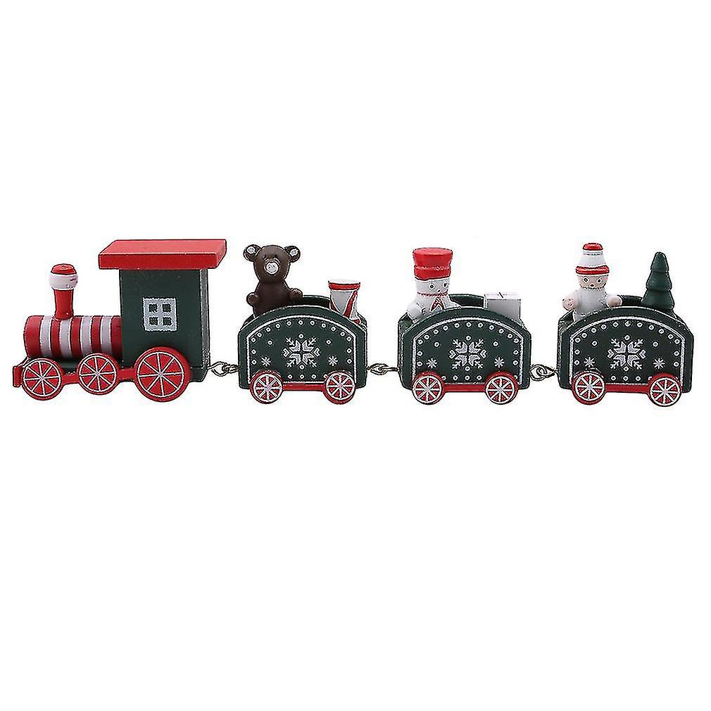 Auspicious-christmas Decoration Wooden Little Train For Home Decor Christmas Ornaments New Year Gifts，green