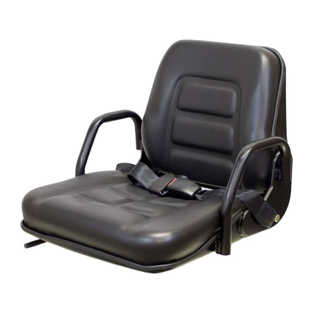 Black Vinyl Seat with Fold-Down Back Cushion 355202BK Fits ZTRs Forklifts and More